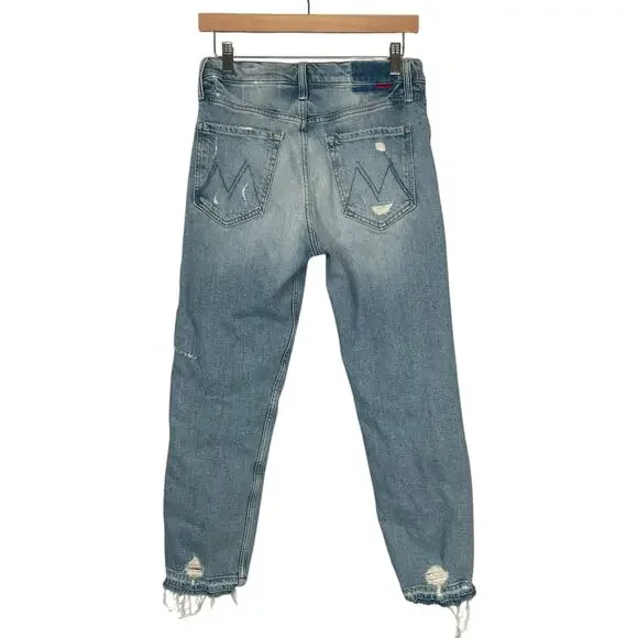 Mother x Carolyn Murphy Distressed Patchwork Tomcat Ankle Undone Jeans Size 27 - Picture 2 of 16
